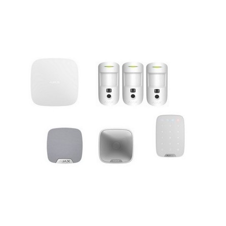 Alarma Ajax - Kit de alarma HUB 2 MotionCam sirena blanco