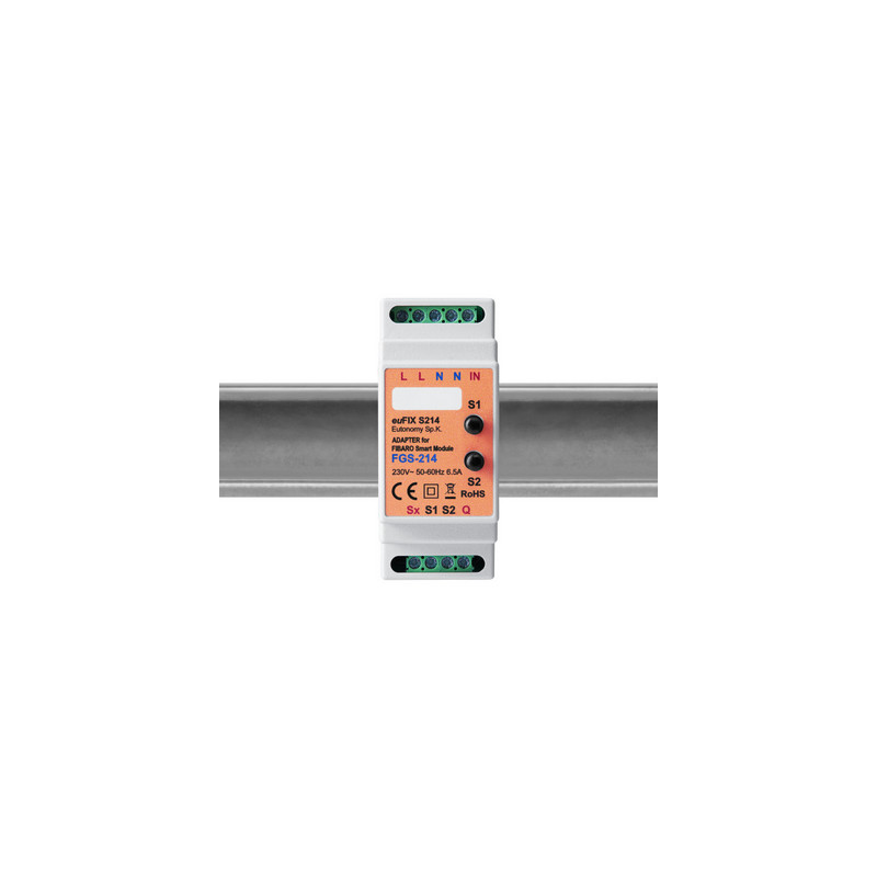 EUTONOMY S214 - Adaptateur euFIX DIN pour Fibaro FGS-214 avec boutons EUTONOMY S214 - Adaptateur euFIX DIN pour Fibaro FGS-214 avec boutons