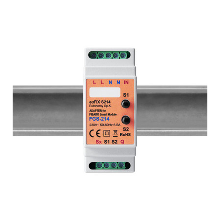 EUTONOMY S214 - Adaptateur euFIX DIN pour Fibaro FGS-214 avec boutons