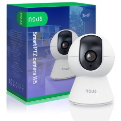 NOUS W5 - Caméra connectée intérieure WIFI TUYA PTZ IP 3 Mégapixels