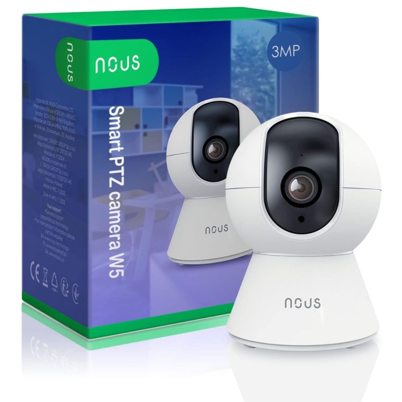 NOUS W5 - Caméra connectée intérieure WIFI TUYA PTZ IP 3 Mégapixels NOUS W5 - Caméra connectée intérieure WIFI TUYA PTZ IP 3 Mégapixels