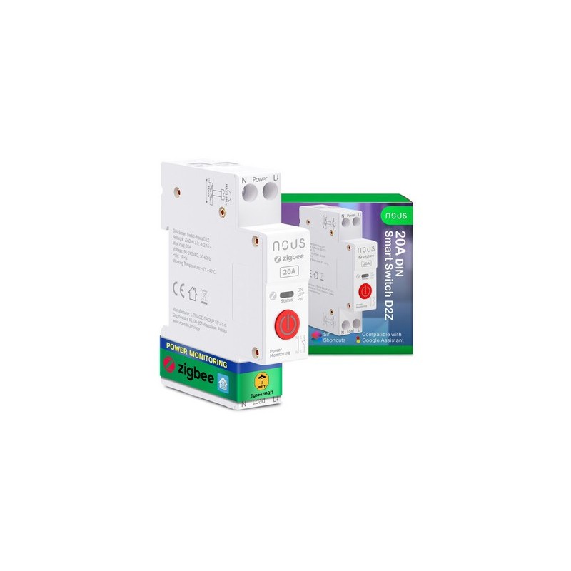 NOUS D2Z - Module Zigbee Rail DIN 20A mesure de consommation NOUS D2Z - Module Zigbee Rail DIN 20A mesure de consommation