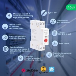 NOUS D1Z - Module Zigbee Rail DIN 16A mesure de consommation application