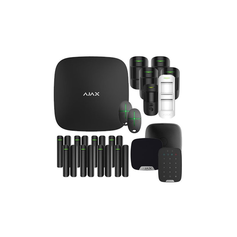 Ajax kit 4 - Centrale alarme Hub 2 Plus et accessoires noir