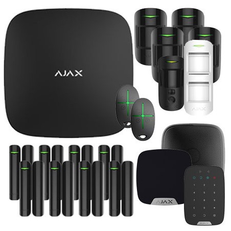 Ajax kit 4 - Centrale alarme Hub 2 Plus et accessoires noir
