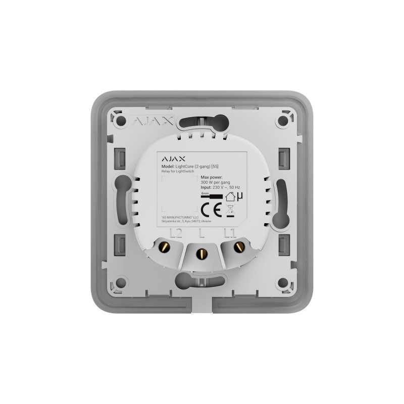 Ajax LIGHTCORE2GANG - LightSwitch (2-gang) Dual 2-Button Switch Mechanism